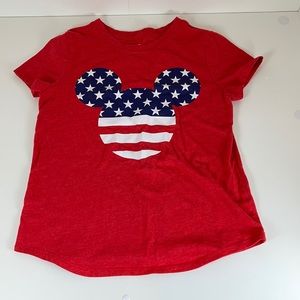 Disney Family Fun Patriotic Mickey Shirt Girls Size Medium
